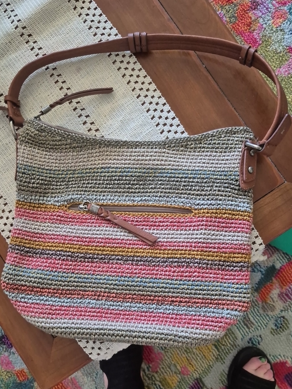 Woven Multicolor Stripe Shoulder Bag - The sack
